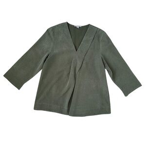COS Olive Green Front Pleat V Neck Top Women’s Size EUR 34